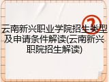 云南新兴职业学院招生类型及申请条件解读(云南新兴职院招生解读)