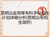 昆明冶金高等专科学校招生计划详细分析(昆明冶专招生简析)