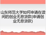 山东师范大学如何申请在读间的创业无息贷款(申请创业无息贷款)