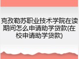 克孜勒苏职业技术学院在读期间怎么申请助学贷款(在校申请助学贷款)