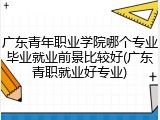 广东青年职业学院哪个专业毕业就业前景比较好(广东青职就业好专业)