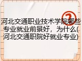 河北交通职业技术学院哪些专业就业前景好，为什么(河北交通职院好就业专业)