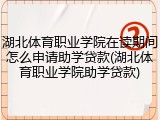 湖北体育职业学院在读期间怎么申请助学贷款(湖北体育职业学院助学贷款)