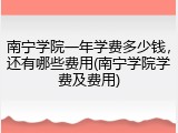 南宁学院一年学费多少钱，还有哪些费用(南宁学院学费及费用)
