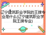 辽宁建筑职业学院的王牌专业是什么(辽宁建筑职业学院王牌专业)