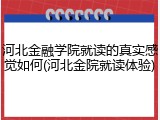 河北金融学院就读的真实感觉如何(河北金院就读体验)