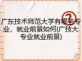 广东技术师范大学有哪些专业，就业前景如何(广技大专业就业前景)