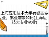 上海应用技术大学有哪些专业，就业前景如何(上海应技大专业就业)