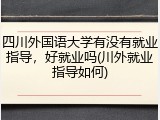 四川外国语大学有没有就业指导，好就业吗(川外就业指导如何)