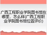 广西工程职业学院图书馆在哪里，怎么样(广西工程职业学院图书馆位置评价)