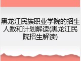 黑龙江民族职业学院的招生人数和计划解读(黑龙江民院招生解读)