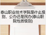 泰山职业技术学院是什么级别，公办还是民办(泰山职院性质级别)