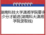 湖南科技大学潇湘学院要多少分才能进(湖南科大潇湘学院录取线)