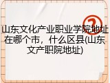 山东文化产业职业学院地址在哪个市，什么区县(山东文产职院地址)