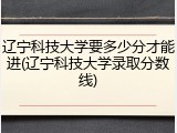 辽宁科技大学要多少分才能进(辽宁科技大学录取分数线)