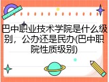 巴中职业技术学院是什么级别，公办还是民办(巴中职院性质级别)