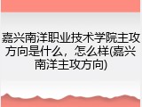 嘉兴南洋职业技术学院主攻方向是什么，怎么样(嘉兴南洋主攻方向)