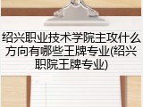 绍兴职业技术学院主攻什么方向有哪些王牌专业(绍兴职院王牌专业)