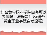 烟台黄金职业学院自考可以去读吗，流程是什么(烟台黄金职业学院自考流程)