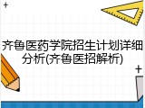 齐鲁医药学院招生计划详细分析(齐鲁医招解析)