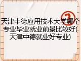 天津中德应用技术大学哪个专业毕业就业前景比较好(天津中德就业好专业)