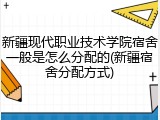 新疆现代职业技术学院宿舍一般是怎么分配的(新疆宿舍分配方式)