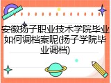 安徽扬子职业技术学院毕业如何调档案呢(扬子学院毕业调档)