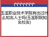 玉溪职业技术学院有出过什么知名人士吗(玉溪职院知名校友)
