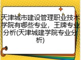 天津城市建设管理职业技术学院有哪些专业，王牌专业分析(天津城建学院专业分析)