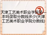 天津工艺美术职业学院是一本吗录取分数线多少(天津工艺美术职业学院分数线)
