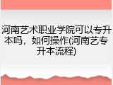 河南艺术职业学院可以专升本吗，如何操作(河南艺专升本流程)
