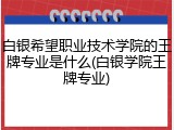 白银希望职业技术学院的王牌专业是什么(白银学院王牌专业)