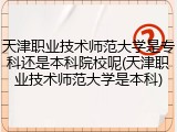 天津职业技术师范大学是专科还是本科院校呢(天津职业技术师范大学是本科)