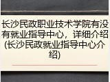长沙民政职业技术学院有没有就业指导中心，详细介绍(长沙民政就业指导中心介绍)