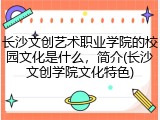 长沙文创艺术职业学院的校园文化是什么，简介(长沙文创学院文化特色)