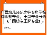 广西幼儿师范高等专科学校有哪些专业，王牌专业分析(广西幼专王牌专业)