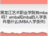 黑龙江艺术职业学院有mba吗？emba和mba的入学条件是什么(MBA入学条件)