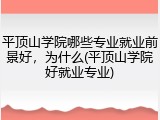 平顶山学院哪些专业就业前景好，为什么(平顶山学院好就业专业)