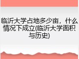 临沂大学占地多少亩，什么情况下成立(临沂大学面积与历史)