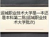 运城职业技术大学是一本还是本科第二批(运城职业技术大学批次)