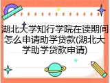 湖北大学知行学院在读期间怎么申请助学贷款(湖北大学助学贷款申请)