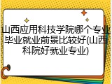 山西应用科技学院哪个专业毕业就业前景比较好(山西科院好就业专业)