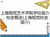 上海视觉艺术学院学校简介，校史概述(上海视觉校史简介)