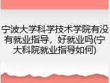 宁波大学科学技术学院有没有就业指导，好就业吗(宁大科院就业指导如何)