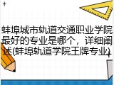蚌埠城市轨道交通职业学院最好的专业是哪个，详细阐述(蚌埠轨道学院王牌专业)