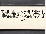 芜湖职业技术学院毕业如何调档案呢(毕业档案转递指南)