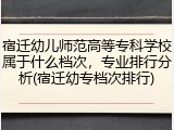 宿迁幼儿师范高等专科学校属于什么档次，专业排行分析(宿迁幼专档次排行)