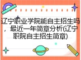 辽宁职业学院能自主招生吗，最近一年简章分析(辽宁职院自主招生简章)