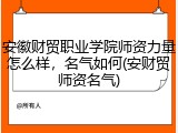安徽财贸职业学院师资力量怎么样，名气如何(安财贸师资名气)