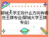 聊城大学主攻什么方向有哪些王牌专业(聊城大学王牌专业)